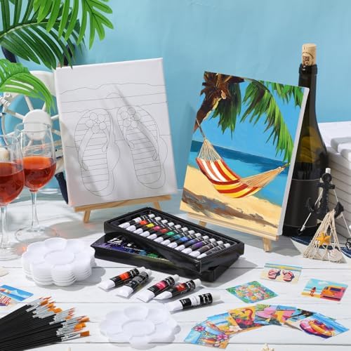 Sherr 12 Pcs Pre Drawn Canvas for Adults,Hawaiian Holiday,8 x 10 Inch - Image 2