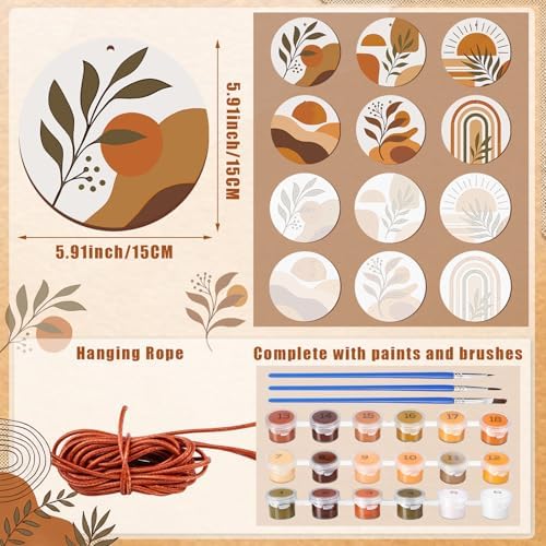 6 Pcs Boho Paint by Numbers Kit Wooden Mini Paint by Numbers for Adults - Image 3