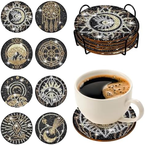 8 pcs Diamond Painting Coasters | Diamond Art Coasters | Tarot Diamond Art Painting | Perfect Art Craft Gift for Tarot Lover, Dad, Mom, Grandparents, Brother, Sister. by LGANHAPY