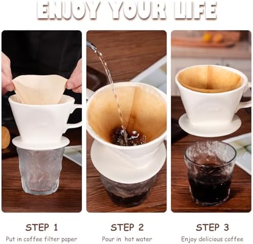 Pour Over Coffee Dripper, Ceramic Pour Over Coffee Maker, White - Image 6