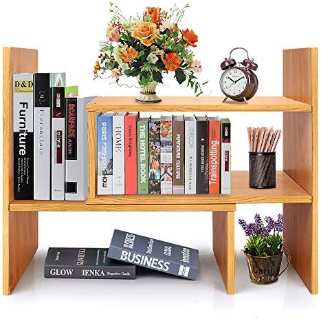 Sorfity Adjustable Desktop Bookshelf, Desk Organizer Display Shelf Counter Top Bookcase Free Style Display Shelf Rack Office Supplies Storage Shelf Book Multipurpose Bookshelf for Office Kitchen by Sorfity