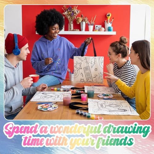 Locmeo 10 Set Paint and Sip Canvas Bags Pre Drawn Kit,Disco - Image 4