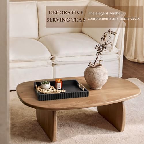 Serving Tray for Coffee Table Decor, 16.7" Decorative Ottoman Tray, Black - Image 2