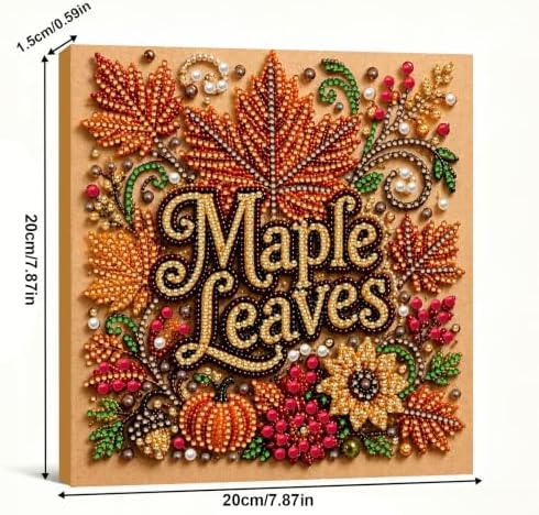 DIY Pearl Painting Kit for Adults, Maple Autumn Fall Art with Wood Frame, 20x20cm Self-Adhesive Pearl Diamond Craft, Autumn Wall Decor Gift for Women, Beginners Relaxing Hobby Kit - Image 4