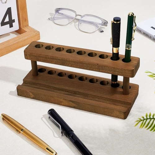 PH PandaHall Wooden Pen Display Stand Wood Pencil Holder for Desk, Brown - Image 4