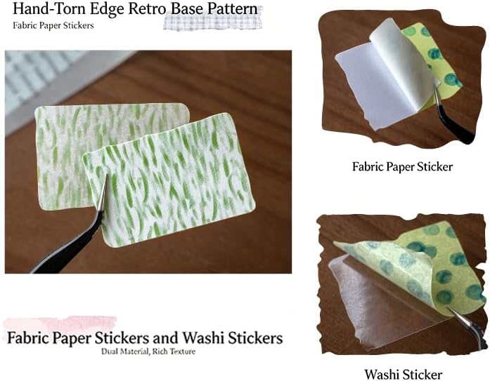 300 Pcs Vintage Washi&Fabric-Patterned Stickers Kit Junk Journal Supplies - Image 4