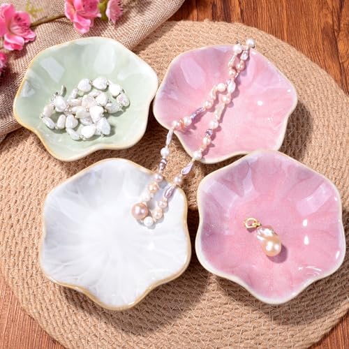 Porcelain Jewelry Dish Set of 2, 4.25'' Leaf Shaped Ring Holders - Image 3