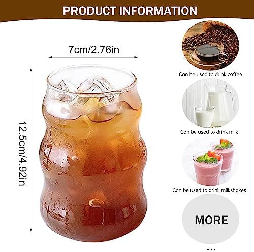 2 Pcs Ribbed Glass Cups 18 Oz Vintage Drinking Glassware Ripple Cocktail Glasses for Iced Coffee Juice Beverage Milk - Image 3