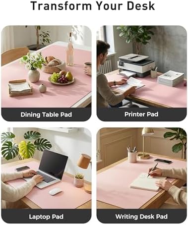 Aothia Faux Leather Desk Mat - Large Mouse Pad, Non-Slip PU Leather Blotter, Waterproof Writing Surface for Office and Home (Fairy Pink, 42" x 17") - Image 6