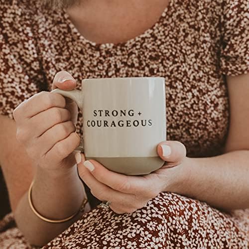 Sweet Water Decor Strong and Courageous Stoneware Coffee Mug | Mom Mug | Novelty Coffee Mugs | Microwave & Dishwasher Safe | 14oz Coffee Cup | Inspirational Gifts - Image 2