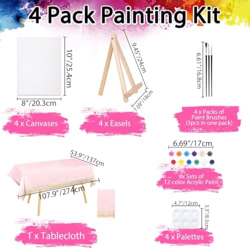 4 Pack Paint and Sip Kit for Adults 8 x 10In Canvas Painting Set - Image 2