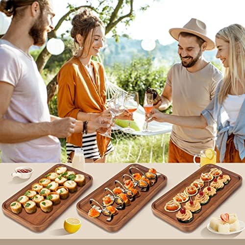 Acacia Wood Serving Trays Charcuterie Board Cheese Platter Wooden Plates - Image 6
