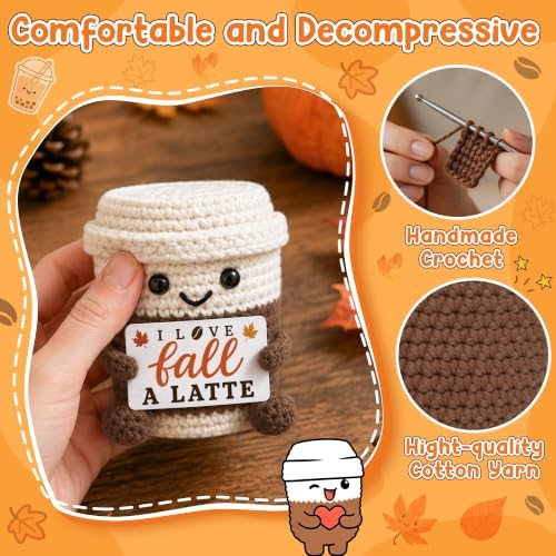 Fall Gifts for Women Men Boss Coworker, Fall Basket Crochet Coffee Mug Cup - Image 6