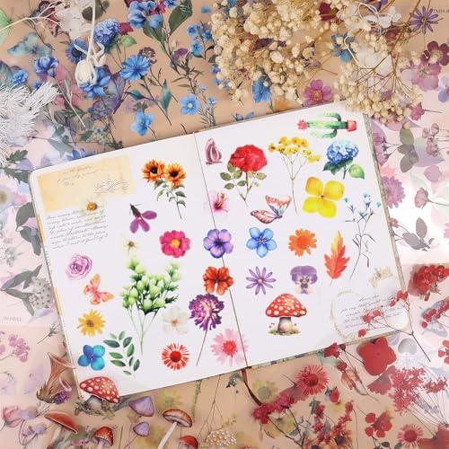 500Pcs Natural Flower Stickers with 260Pcs Letter Stickers,Self-Adhesive Flower Sticker for Scrapbooking Supplies Junk Journal Bullet Journal Planner Laptop - Image 3