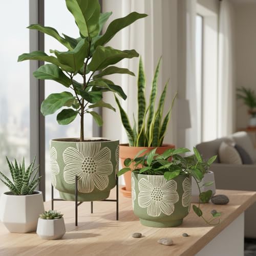 6 Inch Ceramic Plant Pots with Drainage Holes for Indoor Plants - Image 6
