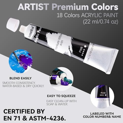 koseibal Kids Acrylic Paint Set with Canvas, Art Supplies Kits for Adults - Image 3