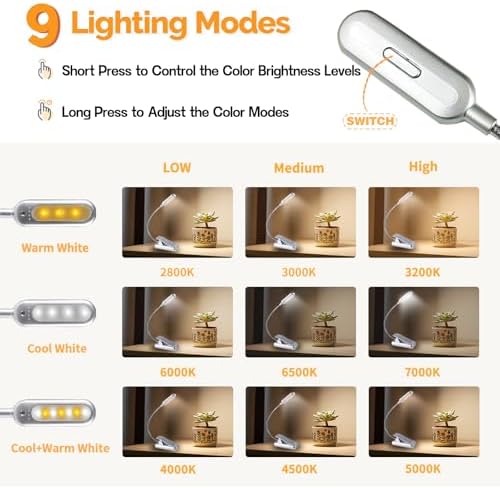 VAVOFO Rechargeable Reading Light, Clip on Book Light for Reading in Bed - Image 3