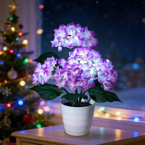 Purple Hydrangea Flower Table Lamp Decor Gifts for Women Birthday - Image 4