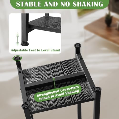 Dipion 31 Inch Tall Plant Stand Indoor,2 Tier Pedestal Stand Table,Black - Image 3