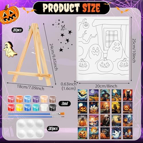Zhanmai 20 Set Pre Drawn Canvas Painting Kit, Ghost,Skull,Pumpkin - Image 2
