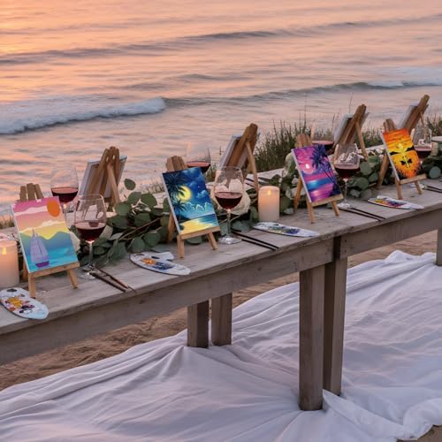 Sherr 36 Pcs Pre Drawn Canvas Painting Kits for Adults Cute Printed to Paint Set 8" x 10" Stretched Panels Sunset Landscape Theme Painting for DIY Art Sunmmer Date Night Party Favor - Image 4
