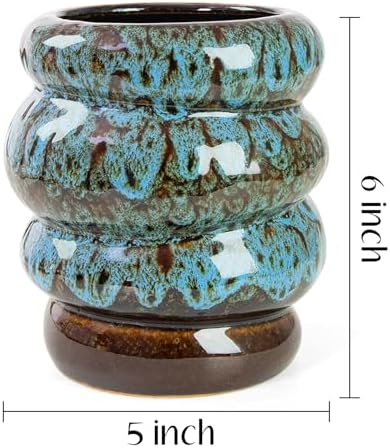 5 inch Ceramic Plant Pot - Flower Pot for Indoor Plants with Drainage Hole - Image 3
