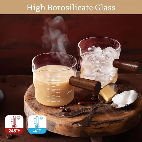 Joeyan Espresso Cups 7 oz, Wave Glass Measuring Cup with Double V-Spout - Image 4