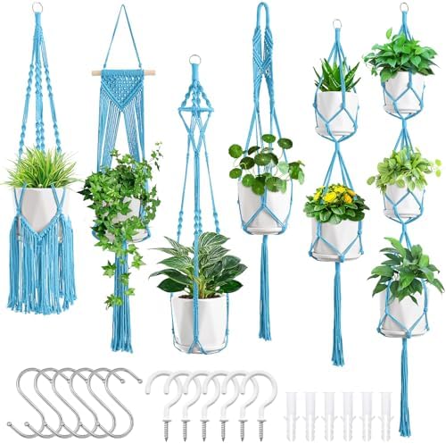 SFENNGPET Macrame Plant Hangers, 6Pack Hanging Planters for Indoor Plants by SFENNGPET