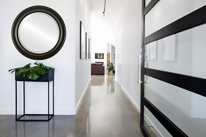 OVALCREST Round Beveled Wall Mirror for Home Decor - Messina Style - Rubbed Black - 27x27 Outside Dimensions