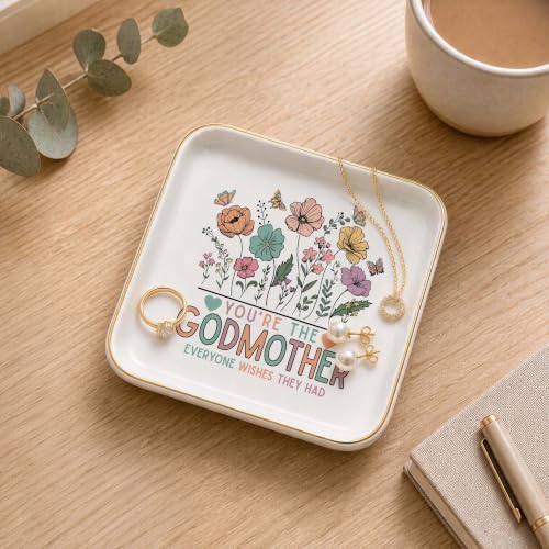 Godmother Gifts, Ceramic Wildflowers Jewerly Dish, Godmother Proposal Gifts - Image 2