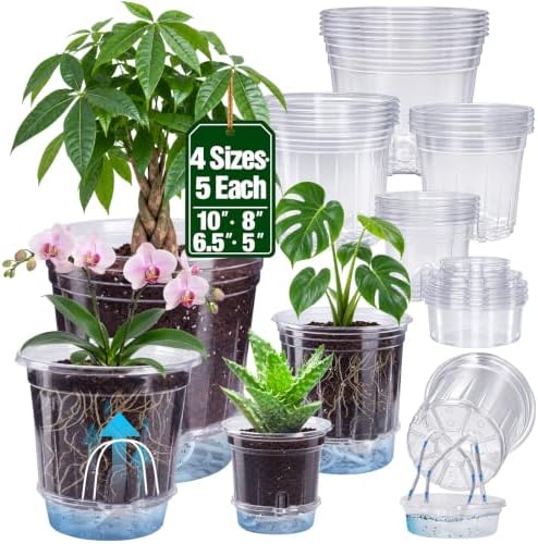 MIXC 16 Pcs 10/8/6.5/5in Self Watering Pots for Indoor Plants with Drainage by MIXC