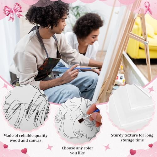 Sherr 140 Pcs 20 Set Pre Drawn Canvas Painting Kit, Breast Cancer Awareness - Image 3