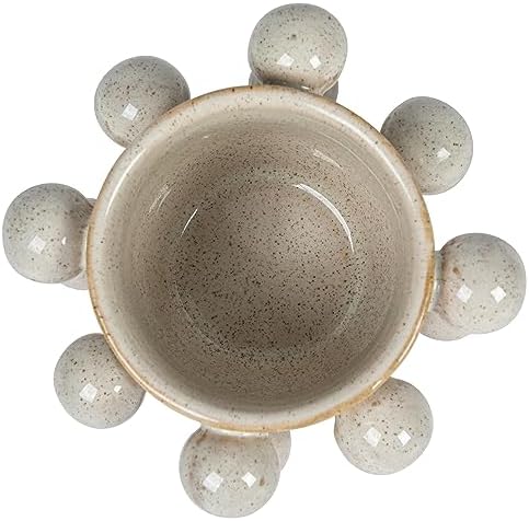 Bloomingville 4.25 Inches Round Stoneware Planter with Orbs and Reactive Glaze, Holds 3 Inches Pot, Speckled Cream - Image 2