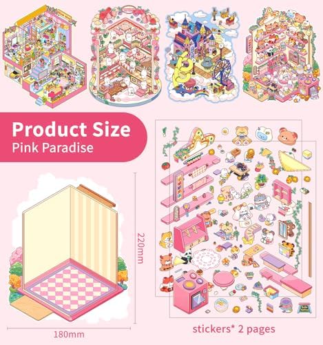 4 Sets DIY 3D House Stickers, Large Size Fun DIY Stickers Scene - Image 3