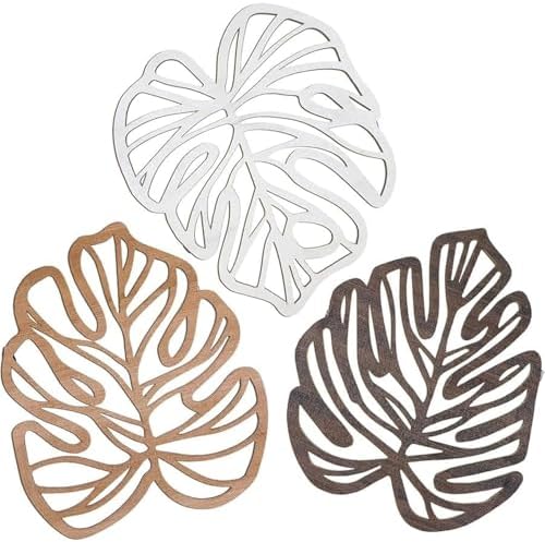 Palm Leaves Wood Wall Decor , 3Pcs Tropical Wall Art Jungle Decor, Wooden Natural Leaves Plant Wall Decor, Vintage Tropical Plant Plaque for Home Living Room Kitchen Bedroom Bathroom & Garden, Vintage Brown by Unknown