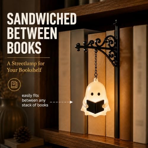 Library Lantern Mini Bookshelf Lamp, Ghost Nook Light Vintage Bookshelf Light for Book Nook Home Library Study Reading Corner (Yellow) - Image 3