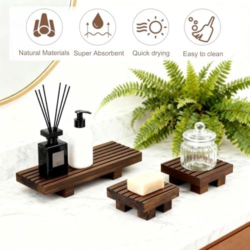 Klunk Wooden Risers, Wood Bathroom Tray & Kitchen Counter Riser, Set of 3 - Image 3