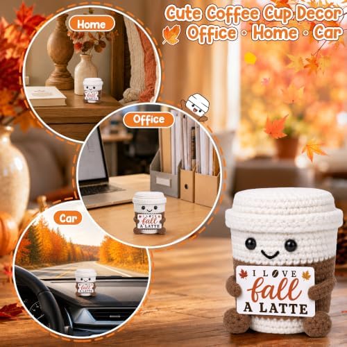 Fall Gifts for Women Men Boss Coworker, Fall Basket Crochet Coffee Mug Cup - Image 7