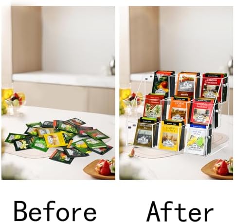 Tea Bag Organizer, Acrylic Tea Holder Storage Rack, Assembly Required - Image 4
