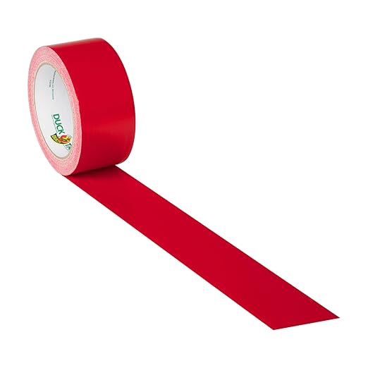 Duck Brand 1265014 Color Duct Tape, Red, 1.88 Inches x 20 Yards, Single Roll (Pack of 6)