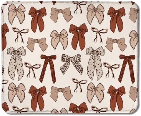 Coquette Neutral Bow Mouse Pad, Preppy Girly Brown Bow Aesthetic Mouse Pads for Wireless Mouse Computers Laptop Desk Accessories, Coquette Coquette Girly Neutral Office Supplies, 9.5x7.9 Inch by Unknown
