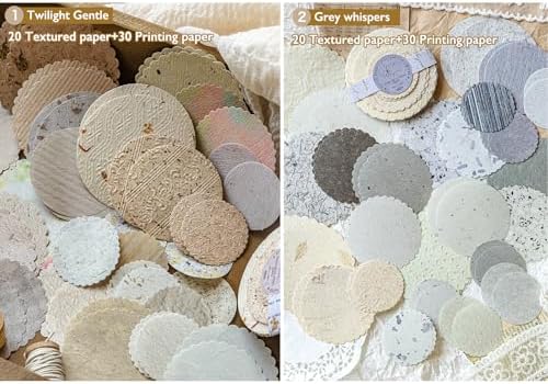 300Pcs Textured Scrapbook Supplies Kit, Round Edge Embossed Rice Paper - Image 2
