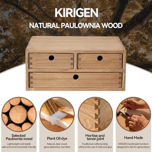 KIRIGEN Wood Desk Organizer with 3 Drawers, Desktop Storage Brown 23-DBR - Image 7