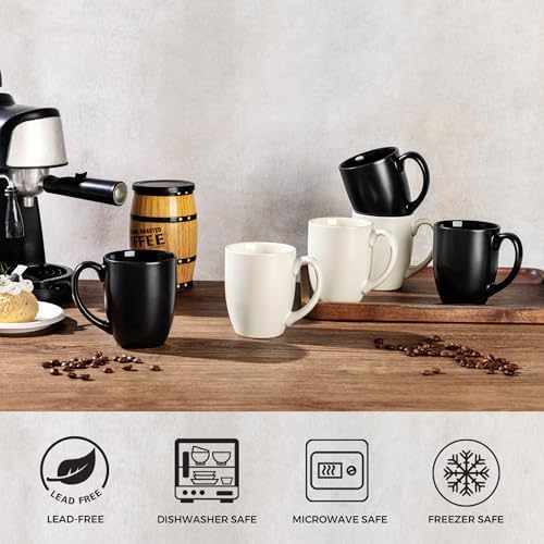 AmorArc 12 oz Coffee Mugs Set of 12, Ceramic Matte Black Coffee Cups Set - Image 4