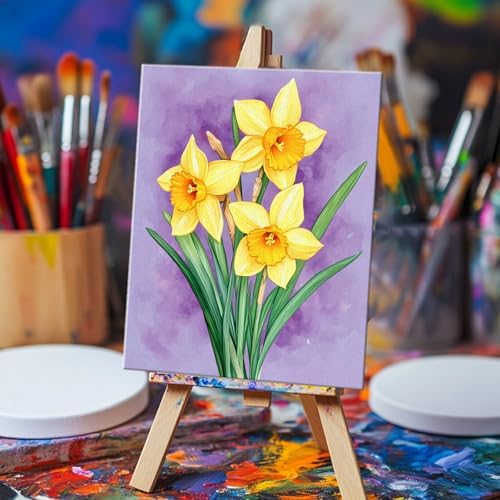 ACRNIGHEET 4PCS Pre Drawn Canvas for Painting for Adults Flower Theme Paint and Sip Kit Pre Printed Framed Canvases Set Pre Drawn Canvas Painting Set Couples Date Night Party Supplies 8 X 10 Inch - Image 3