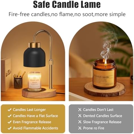 seenlast Candle Warmer Lamp with Dimmer Adjustable Height, 2/4/8H Timer,Vintage Home Decor for Scented Jar - Image 5