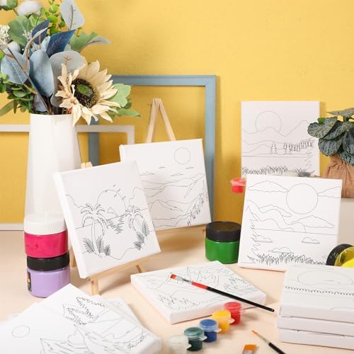 Teling 12 Pcs Pre Drawn Stretched Canvas, Pre Printed Painting, Mountain - Image 6
