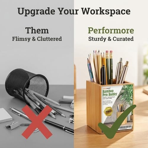 Eco-Friendly Bamboo Pen Holder | Minimalist Wooden Pencil Cup | Natural Desk Organizer Box for Office, School, or Vanity | Sustainable Square Storage Container | Unpainted Finish - Image 6