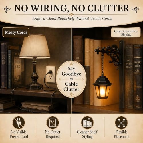 Library Lantern Book Nook Light,Vintage Decor Hanging Mini Bookshelf Lamp - Image 5