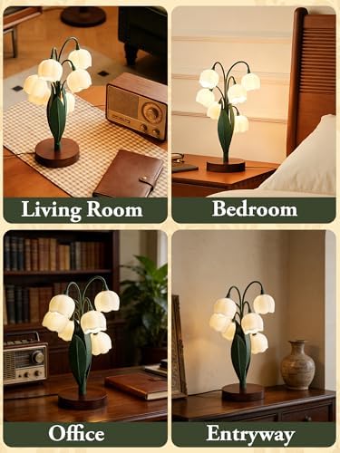 Flower Lamp for Home,6 Lily of The Valley Vintage Table Lamps (Dark Green) - Image 5